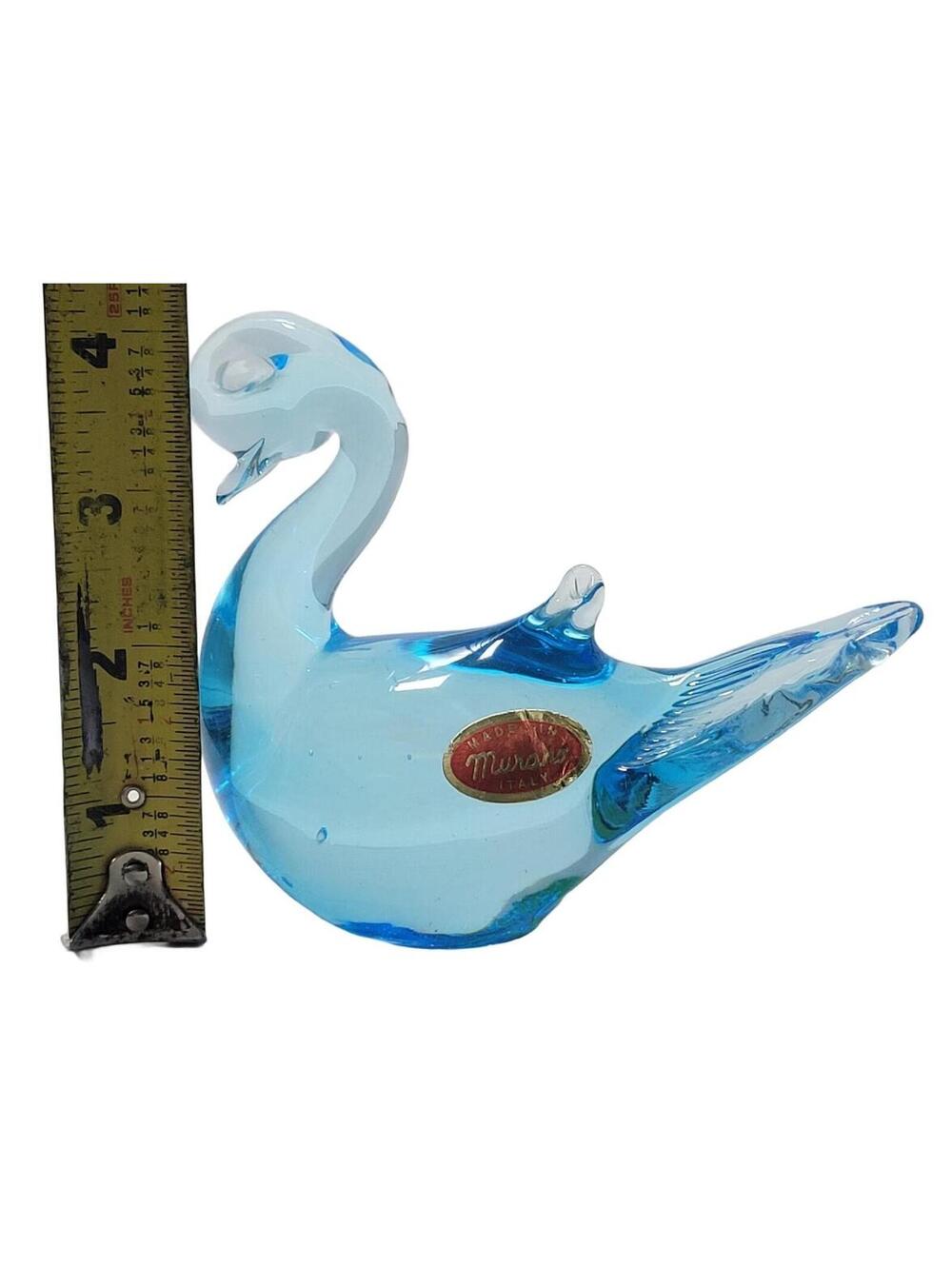 Vintage Murano Italy Blue Blown Glass Swan Duck Bird Paper Weight - Picture 8 of 10